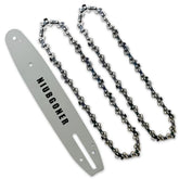 NIUBGONER front view of 10 inch bar and two chains showing complete replacement kit benefit