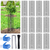 Niuyhe front packaging showing 12 pre-curved tree protectors and included accessories for easy protection