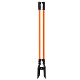 Nohovu front view of post hole digger showing orange and black finish and full length benefit