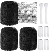 NONMON front packaging showing two 5x100ft net rolls and included accessories for quick setup