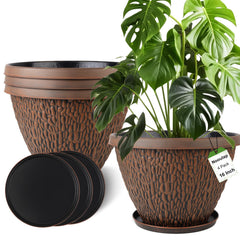 Nooulap pot front view showing brown pebble texture and roomy planting space