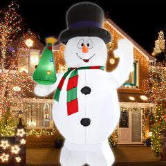 NORTH CLIFF front view of 8ft snowman bright holiday centerpiece