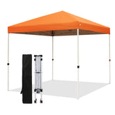 Northroad front view of orange canopy showing full 8x8 shade and easy visibility