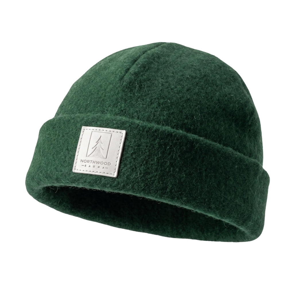 Northwood Sauna beanie front view showing spruce green, comfortable fit