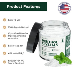 Northwood Sauna open jar top-down view revealing pure menthol crystals and potency
