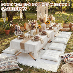 Novabright solid wood folding table displayed folded and open for stability