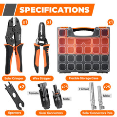 Noxtren crimping tool close-up showing ratcheting die and ergonomic grip for precise crimps