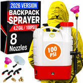 NPGLOBAL front view of backpack sprayer showing controls and tank for easy operation