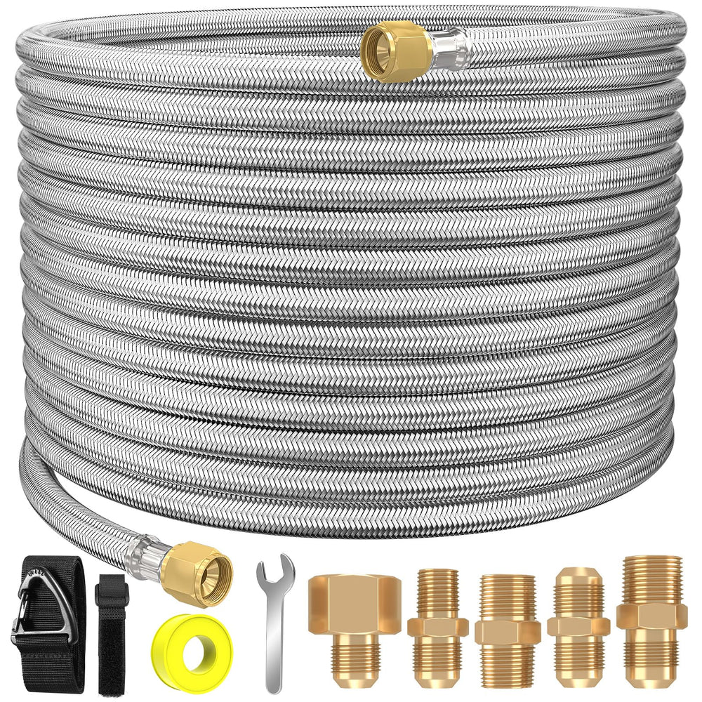 NQN coiled 48ft hose showing full length and easy deployment benefit