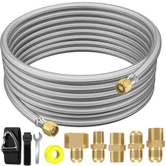 NQN front packaging showing 18ft propane hose kit and included parts, reliable connection