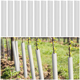 Nuenen front view of 12-pack white corrugated tree guards, convenient bulk protection
