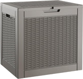 NUNU LAB front view of waterproof outdoor storage box showing compact profile and lid for secure protection
