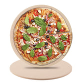 Nuwave front view pizza stone showing clean edge and size for even baking