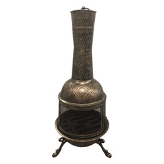 Oakland Living chimenea front view showing bronze finish and full assembly benefit