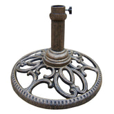 Oakland Living umbrella stand front view showing antique bronze finish and stable base