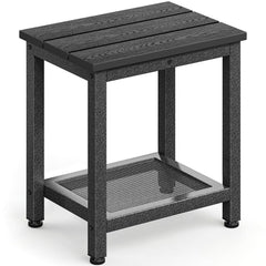 ODK front view of two-tier side table showing compact usable surfaces