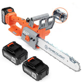 ODOGYM front view of orange cordless chainsaw showing compact design and portability