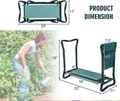 OFFICEJOY kneeler in use planting seedlings showing comfort and hands-free tool access