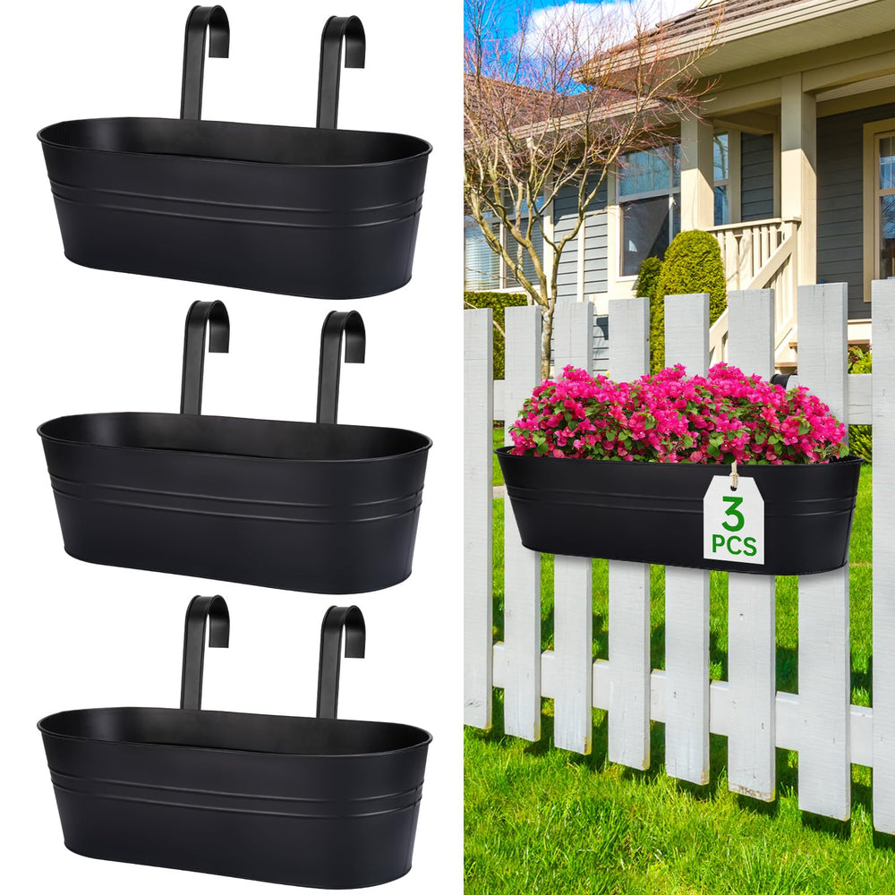 OGIMA front view of 16-inch railing planter showing sleek rectangular shape and capacity