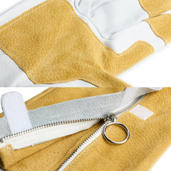 Ogre Outdoor and Garden Supply leather close-up showing reinforced stitching and durability benefit