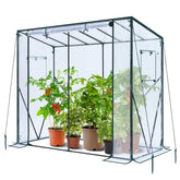 Ohuhu front view of lean-to greenhouse showing compact, protective shelter