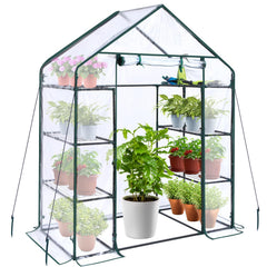 Ohuhu front view of assembled greenhouse showing full structure and entry access for easy care
