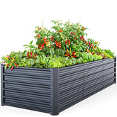 Ohuhu front view of galvanized raised bed showing sturdy structure and capacity