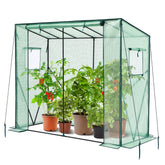 Ohuhu lean-to greenhouse front view showing compact footprint and entry benefiting space-saving gardening