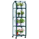 Ohuhu mini greenhouse front view showing clear cover and sturdy frame for compact protection
