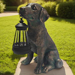Oinas puppy statue front view showing warm welcome light
