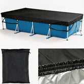 OIOYLEY front view of rectangular pool cover protecting pool and preventing debris
