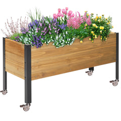 OIPRTGFJ front view of raised wooden planter showing sturdy construction and curb appeal