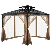 OIPUNSHLE gazebo front view showing full brown enclosure and insect protection