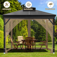 OIPUNSHLE netting mounted on gazebo frame showing how hooks secure panels