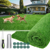 Oiyeefo front view of turf rug showing compact packaging and ready-to-install benefit