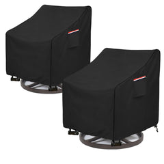 okcool front view of two black chair covers showing full protection and neat fit