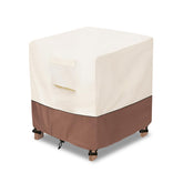 okcool front view of cover protecting a square wicker table, visual protection benefit
