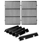 Oklagarden front view grill grates showing durable cast iron and even heat benefit