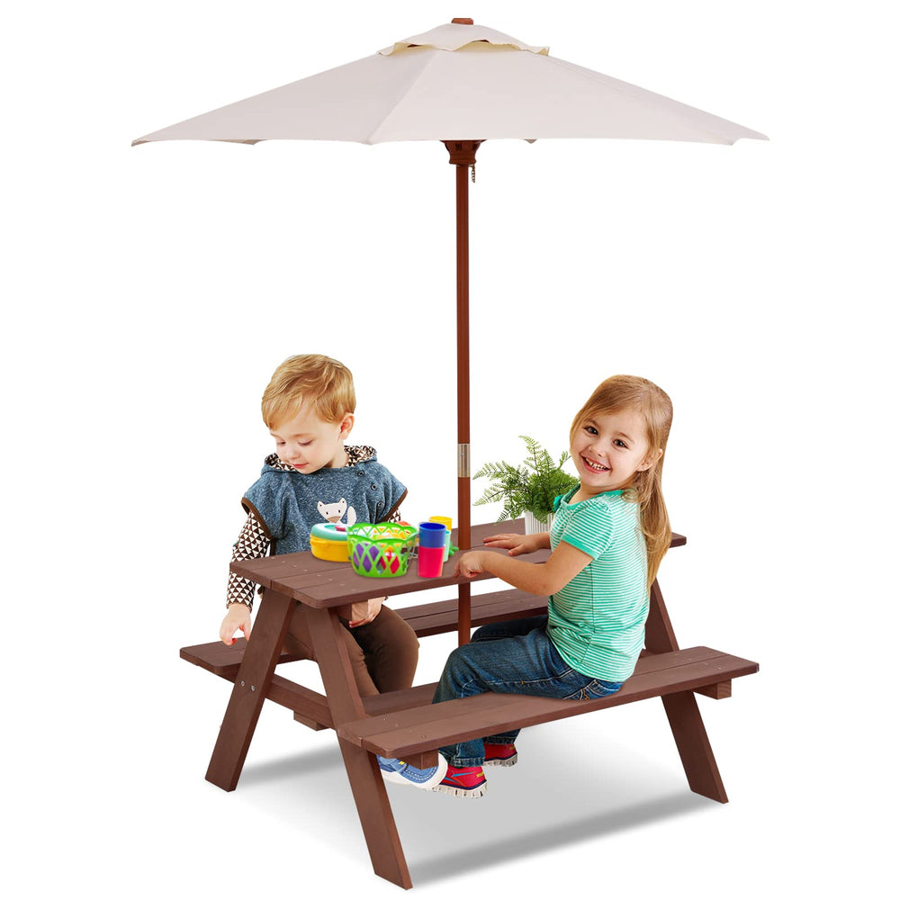 Olakids front view of picnic table showing full set and stable build