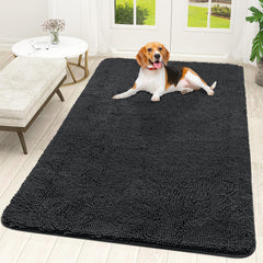 OLANLY front view of 59x35 dog door mat showing full design and absorbency