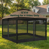 OLILAWN front view installed gazebo netting showing full insect protection