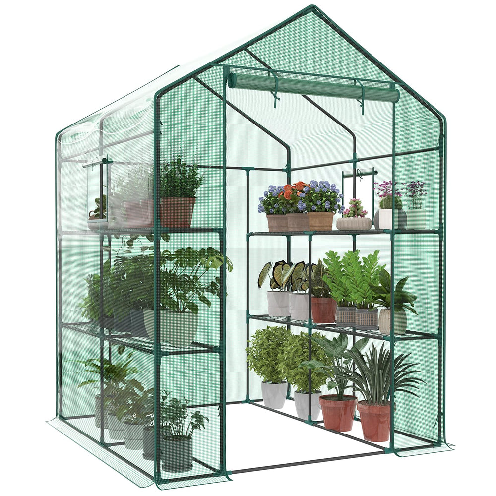 OLIXIS greenhouse front view showing sturdy frame and full cover protection