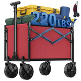 OLIXIS front view of red collapsible wagon showing sturdy frame and spacious bed for hauling