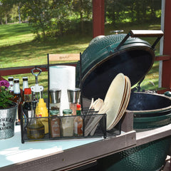 OMAIA side view showing two hooks and mesh walls for hanging tools and visibility