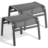 ONBRILL front view of both grey ottomans showing ample seating space and convenience