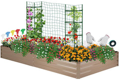 ONCEMORE front view galvanized raised bed showing sturdy construction and quick setup benefit