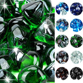 Onlyfire 10 lb bag front packaging showing reflective 1 inch fire glass diamonds and labeling benefit