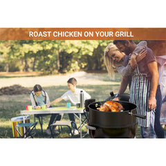onlyfire ring installed inside an 18-inch kettle showing secure rotisserie setup