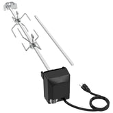 onlyfire rotisserie front assembly on grill showing stable mount and even rotation