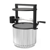 onlyfire front view showing full rotisserie attachment and stable frame benefit